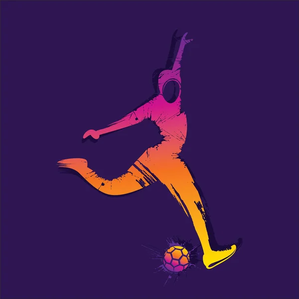 Voetbalspeler schoppen bal — Stockvector