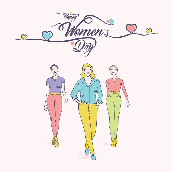 Feliz Día Internacional de la Mujer diseño de tarjetas de felicitación . — Vector de stock