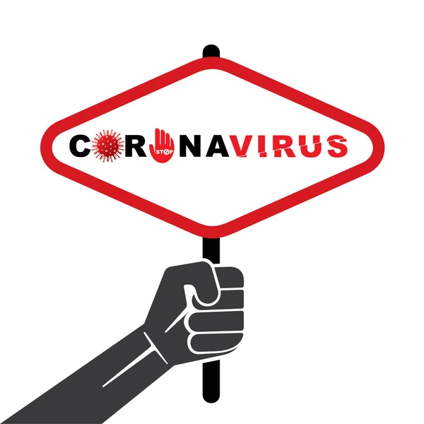 Panji Coronavirus Dipegang Oleh Novel Coronavirus Bacteria 2019 Ncov Tidak - Stok Vektor