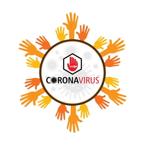 Ikon Coronavirus Dengan Larangan Tangan Merah Tanda Tangan 2019 Ncov - Stok Vektor