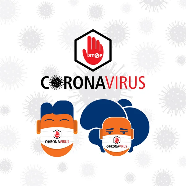 Novel Coronavirus 2019 Ncov Pria Dan Wanita Bertopeng Wajah Medis - Stok Vektor