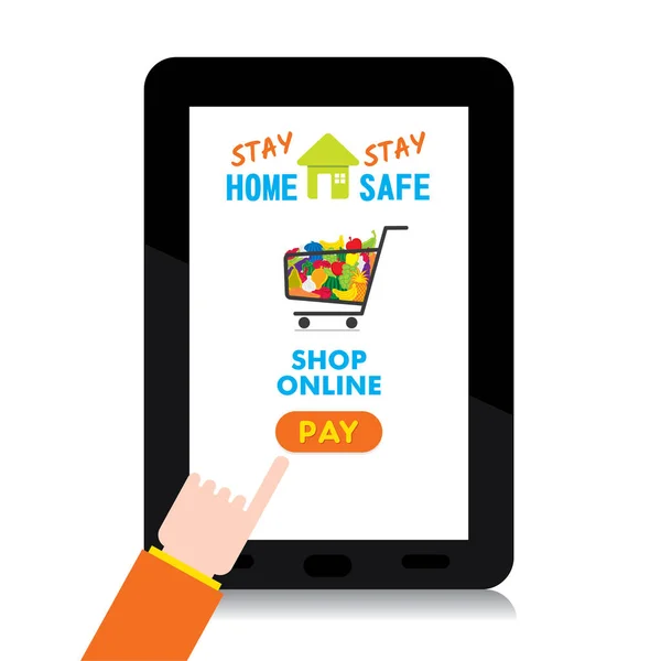 Stay Home Stay Safe Shop Online Concept Design — Stockvektor
