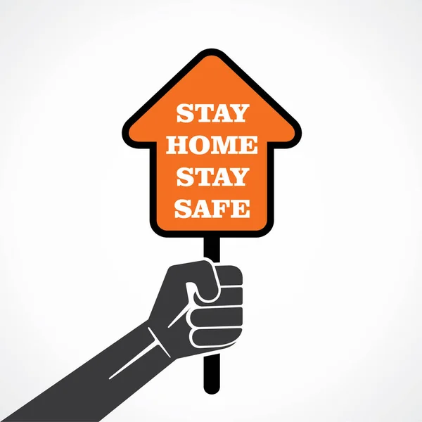 Stay Home Stay Safe Hold Banner Hand Concept Design — Stock Vector