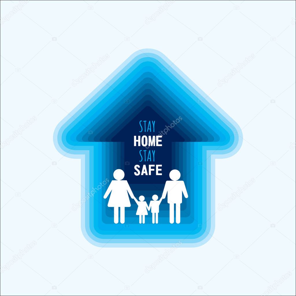 stay home stay safe and happy with your family concept design vector illustration