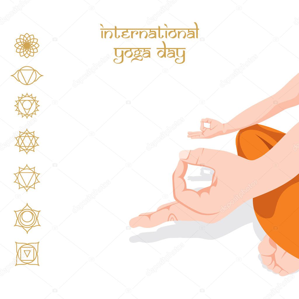 yoga hand of men doing meditation, Illustration of international yoga day