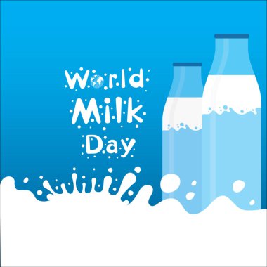 Dünya süt günü selamı ya da pankart tasarımı. Her yıl 1 Haziran 'da kutlarız.