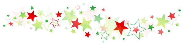 Frontera Horizontal Estrellas Grandes Pequeñas Rojo Verde — Vector de stock