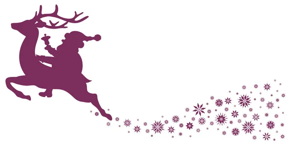 Púrpura Montar Santa Claus Reno Con Copos Nieve — Archivo Imágenes Vectoriales