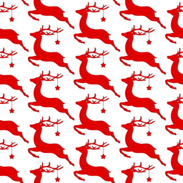 星红白相间的无缝图案飞鹿 — 图库矢量图片