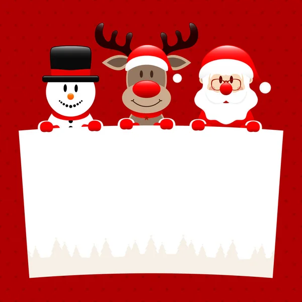 Reno Muñeco Nieve Santa Holding Lista Deseos Puntos Rojo Oscuro — Vector de stock