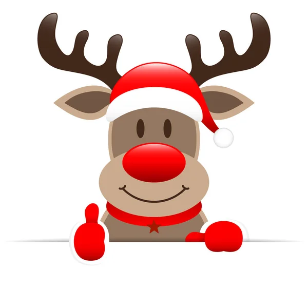 Reindeer Holding Horizontal Banner Right Thumb — 图库矢量图片