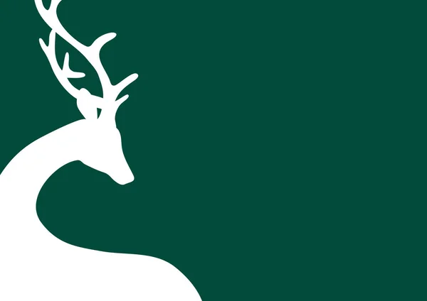 Dark Green Horizontal Christmas Card Reindeer Silhouette Cropped — Stockový vektor