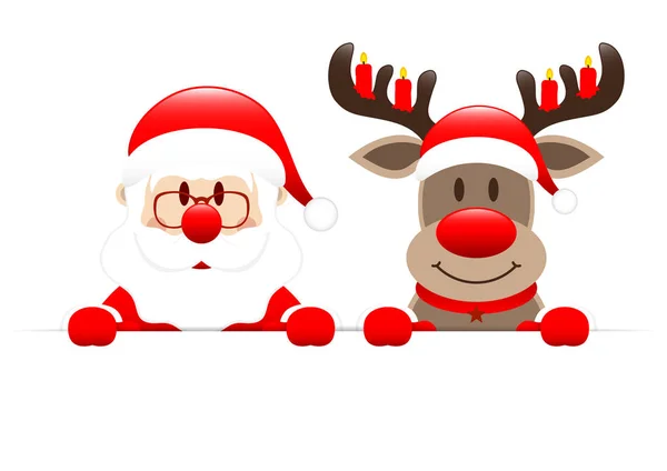 Noel Baba ve Mumlu Ren Geyiği Yatay Sancak Tutuyor