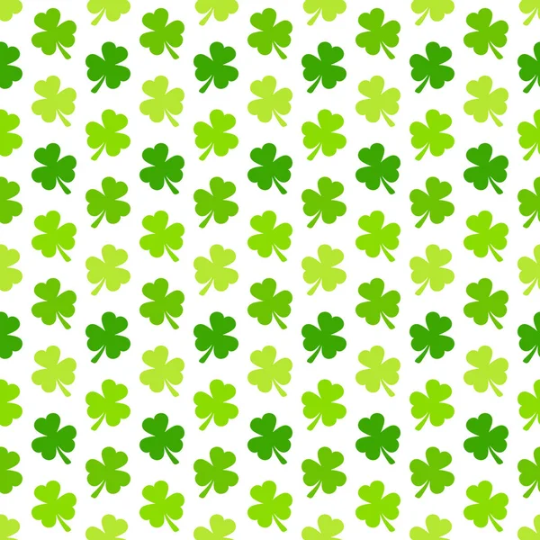 Patrón Sin Costura Shamrocks Tres Hojas Verde Blanco — Vector de stock