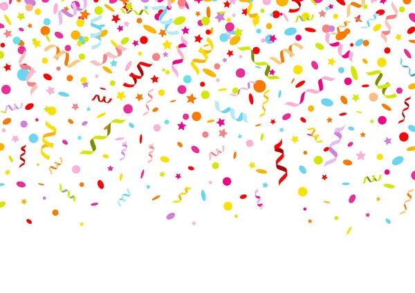 Horizontale Banner Grafische Kleurrijke Streamers Confetti Sterren — Stockvector