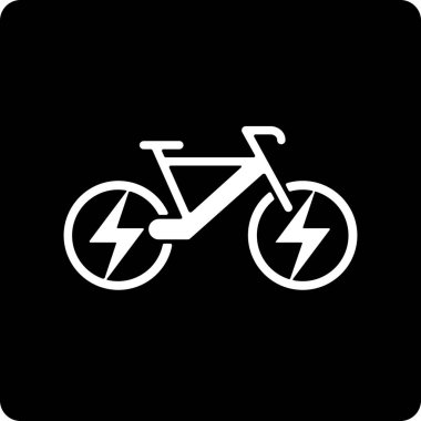 Geometrik ve düz stil olarak elektrikli bisiklet ikonu. Düzenlenebilir.