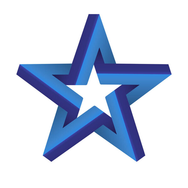 Optical illusion in 3d star in blue shades.