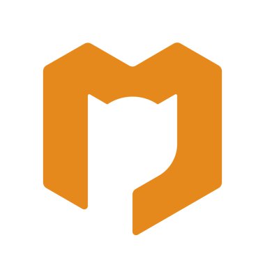 Düz, basit ve geometrik tarzda küp kedi simgesi veya logosu.