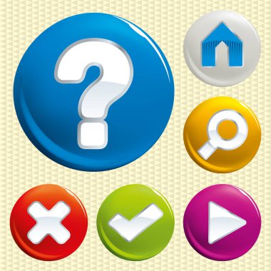 Parlak simgeler. Farklı sembollere sahip altılı grup.