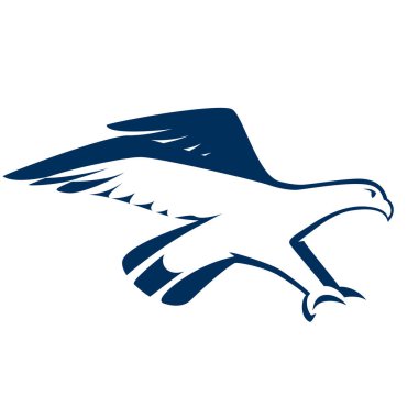 Mavi kartal ikonu izole edildi. Basit ve geometrik biçimler.