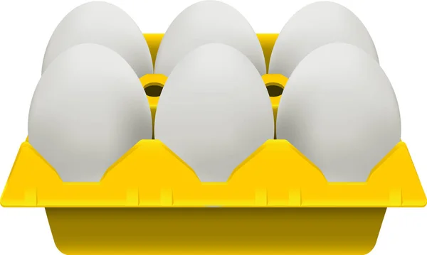 Media docena de huevos de cartón. Imagen vectorial realista. — Archivo Imágenes Vectoriales