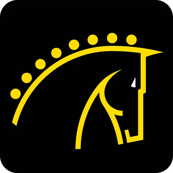 Horse head icon in yellow and black in lineal geometric style. — Stock Vector