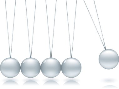 Shiny and soft Newton cradle in movement. clipart