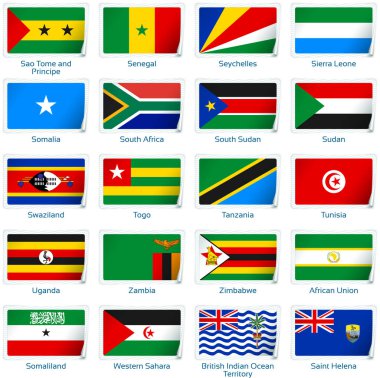 Etiketli yirmi bayrak seti. Afrika 3 / 3.