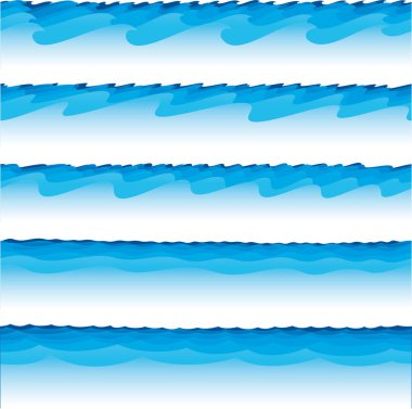 Yatay olarak beş dalga bandı mavi ve beyaz.