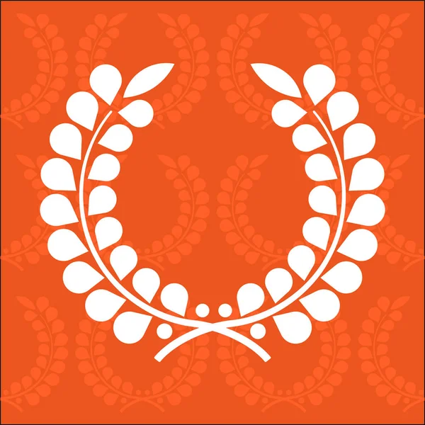 Simple laurel wreath with seamless orange background. — Stock Vector