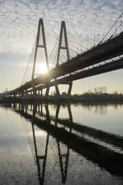 Санкт Петербург Вид Канатный Мост Через Неву — стоковое фото