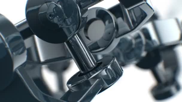 Mechanical parts turning in close-up with DOF. Looped 3d animation. HD 1080. — Stock Video