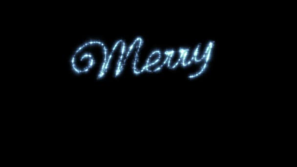 メリー クリスマス美しいテキスト アニメーションが黒い背景に分離されました。空には星。Hd 1080. — ストック動画