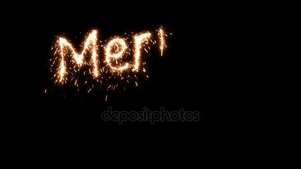 Bella animazione di Sparklers testo che appare sul nero. Buon Natale a tema. HD 1080 . — Video Stock