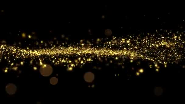 Krásné luxusní zlaté částice pohybující bezešvé s Bokeh rozostření. Smyčkového 3d animace v pomalém pohybu. HD 1080.
