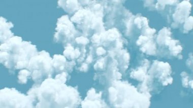 Güzel Bulutların Üzerinde Uçmak Üst Görüş Günışığı Dikensiz. Öğleden Sonra Güneşinin Altındaki Sonsuz Bulutların Üzerindeki Uçuş 3D Animasyon. 4k Ultra HD 3840x2160