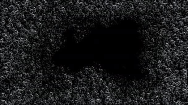 Bella nube di bolle di massa Crescendo dai bordi al centro dello schermo su sfondo bianco e nero. 3d Animazione di crescente modello di schiuma bollente. 4k Ultra HD 3840x2160 — Video Stock