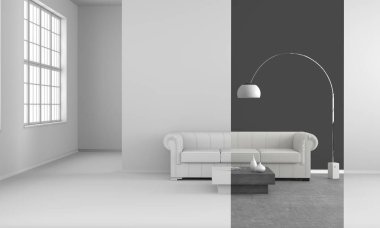 kanepe ile modern oturma odası - İllüstrasyon