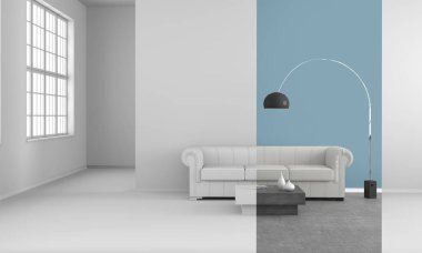 kanepe ile modern oturma odası - İllüstrasyon