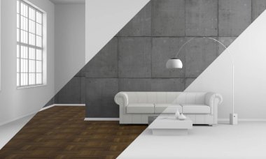 kanepe ile modern oturma odası - İllüstrasyon