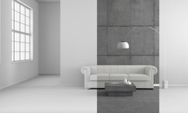 kanepe ile modern oturma odası - İllüstrasyon