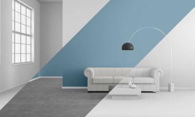 kanepe ile modern oturma odası - İllüstrasyon