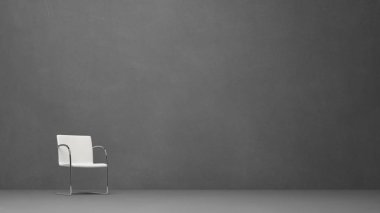 Beyaz sandalyeli soyut iş sembolü - 3D İllüstrasyon