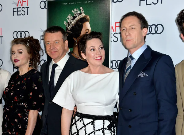 Helena Bonham Carter, Peter Morgan, Olivia Colman & Tobias Menzies — Foto Stock