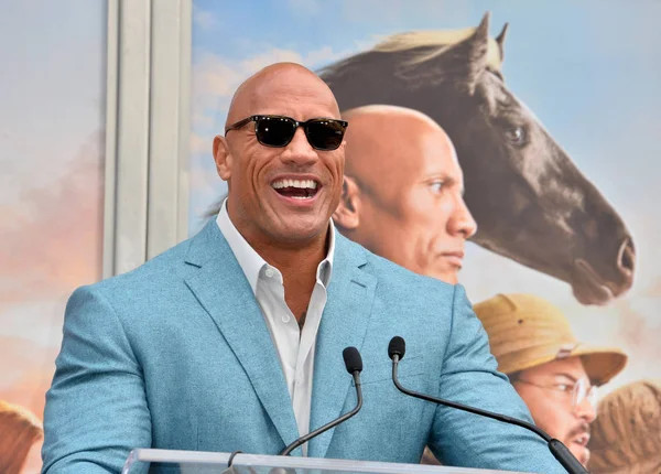 Los Ángeles Diciembre 2019 Dwayne Johnson Ceremonia Huellas Huellas Kevin — Foto de Stock