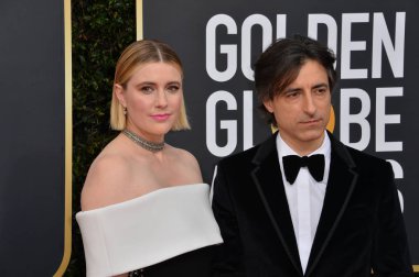 Los Angeles, Usa. 06 Ocak 2020: Greta Gerwig & Noah Baumbach, Beverly Hilton Hotel 'deki 2020 Altın Küre Ödülleri' ne geldi.