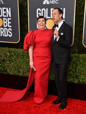 Los Angeles, Usa. Ocak 06, 2020: Olivia Colman & Tobias Menzies, Beverly Hilton Hotel 'deki 2020 Altın Küre Ödülleri' ne geldi.