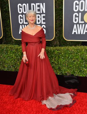 LOS ANGELES, USA. January 06, 2020: Dame Helen Mirren arriving at the 2020 Golden Globe Awards at the Beverly Hilton Hotel clipart
