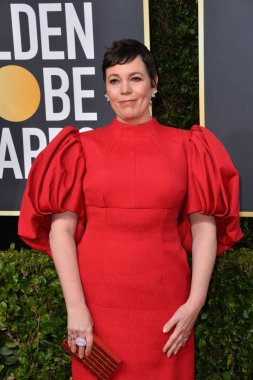 Los Angeles, Usa. Ocak 06, 2020: Olivia Colman, Beverly Hilton Oteli 'ndeki 2020 Altın Küre Ödülleri' ne geliyor.
