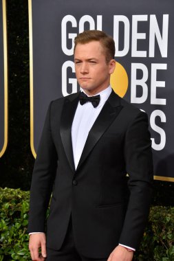 Los Angeles, Usa. Ocak 06, 2020: Taron Egerton, Beverly Hilton Oteli 'ndeki 2020 Altın Küre Ödülleri' ne geliyor.